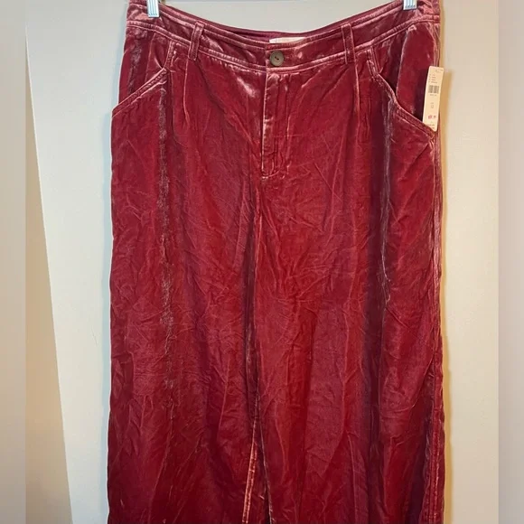 Anthropologie Velvet Wide-Leg Pants